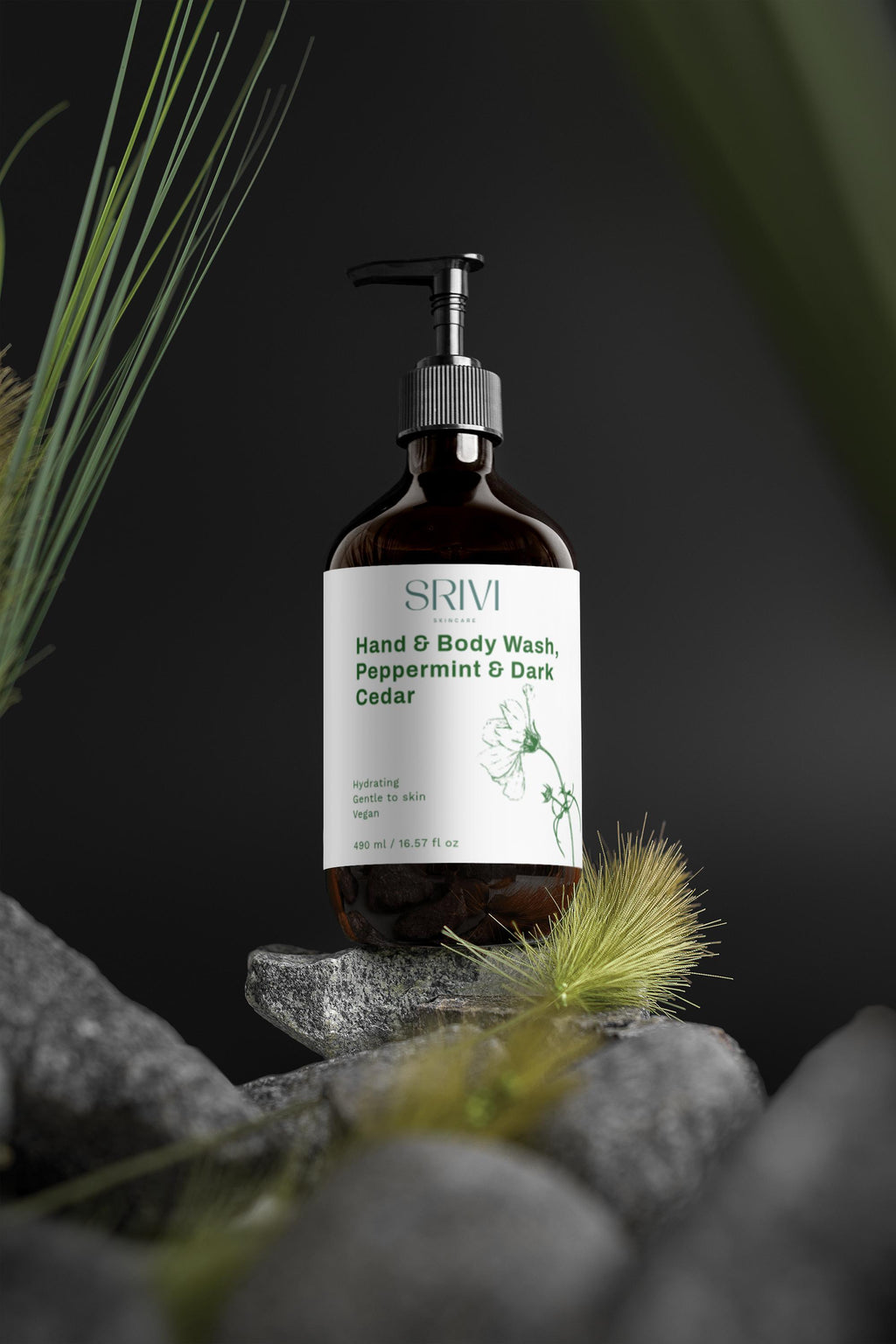 Hand & Body Wash, Peppermint & Dark Cedar